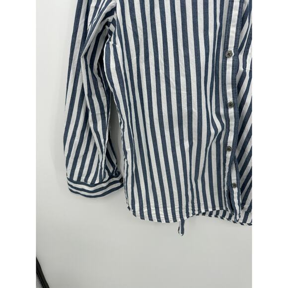 Style & Co Button Down Shirt Women XL Blue Striped Nautical Coastal Collar Basic - Picture 3 of 7